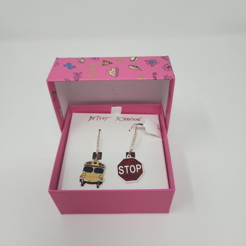 Bus and Stop Sign Back to School Earrings